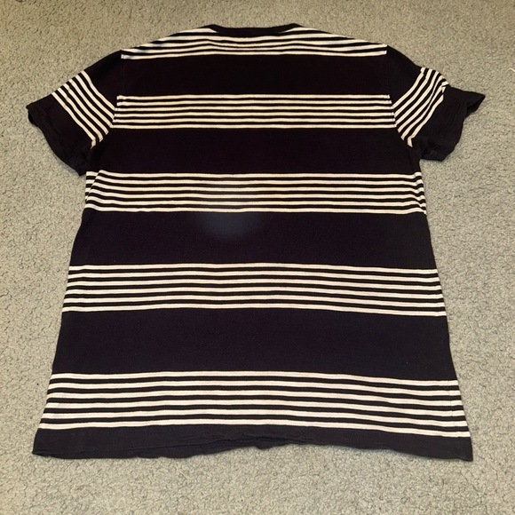 Old Navy Shirt Mens Large Blue White Striped Short Sleeve Tee Casual Top Preppy - Picture 9 of 14